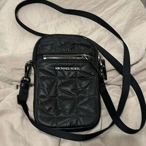 Michael Kors Black Quilted Crossbody Cellphone Purse